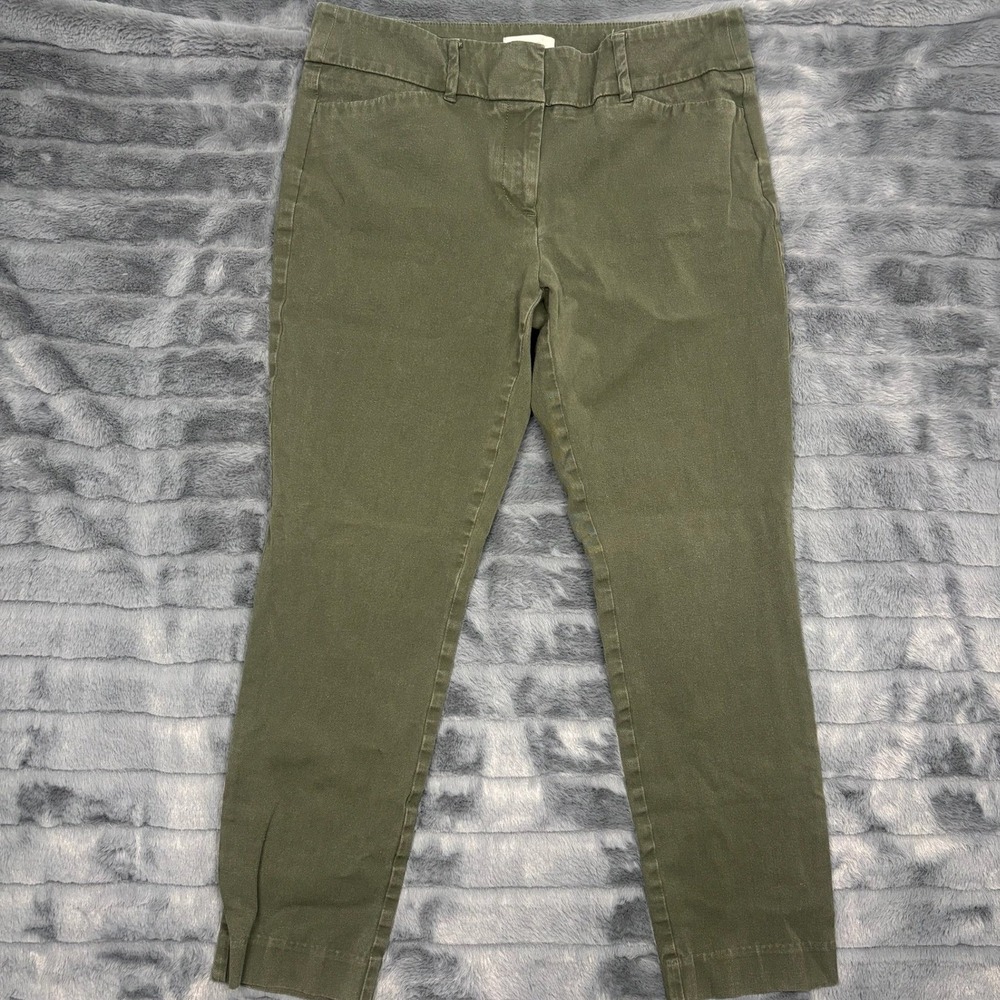 Loft Outlet Modern Skinny Ankle Pants Olive Green Stretch Twill Womens Size 8